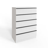 FWStyle Lania Ripple Ridged 5 Drawer Chest Of Drawers Matt White