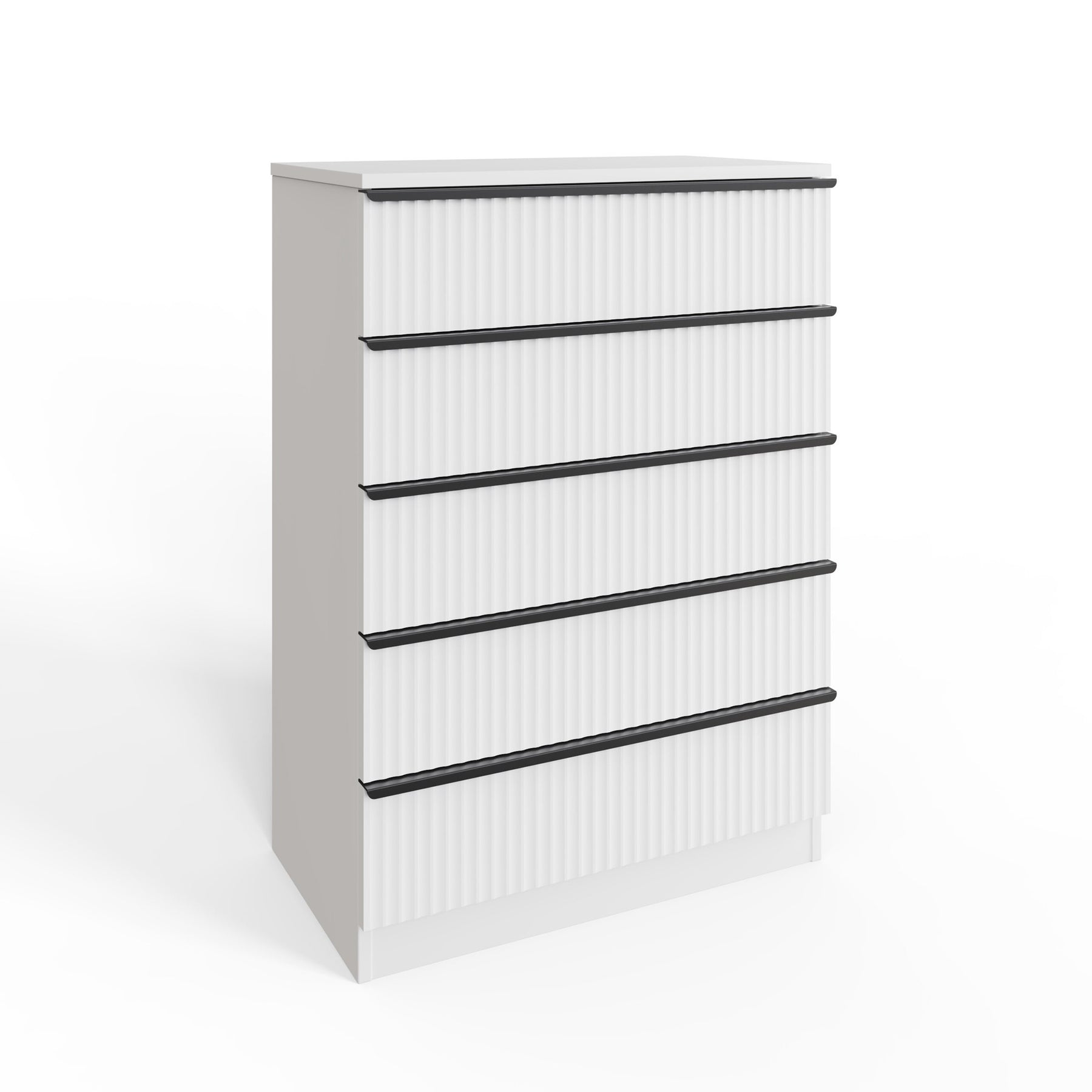 FWStyle Lania Ripple Ridged 5 Drawer Chest Of Drawers Matt White