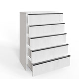 FWStyle Lania Ripple Ridged 5 Drawer Chest Of Drawers Matt White