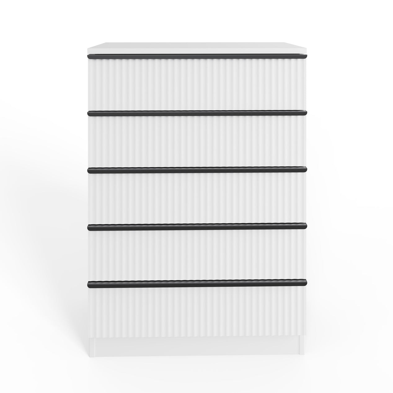FWStyle Lania Ripple Ridged 5 Drawer Chest Of Drawers Matt White