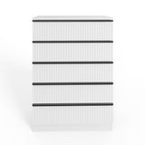 FWStyle Lania Ripple Ridged 5 Drawer Chest Of Drawers Matt White