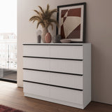 FWStyle Lania Ripple Ridged 8 Drawer Chest Of Drawers Matt White