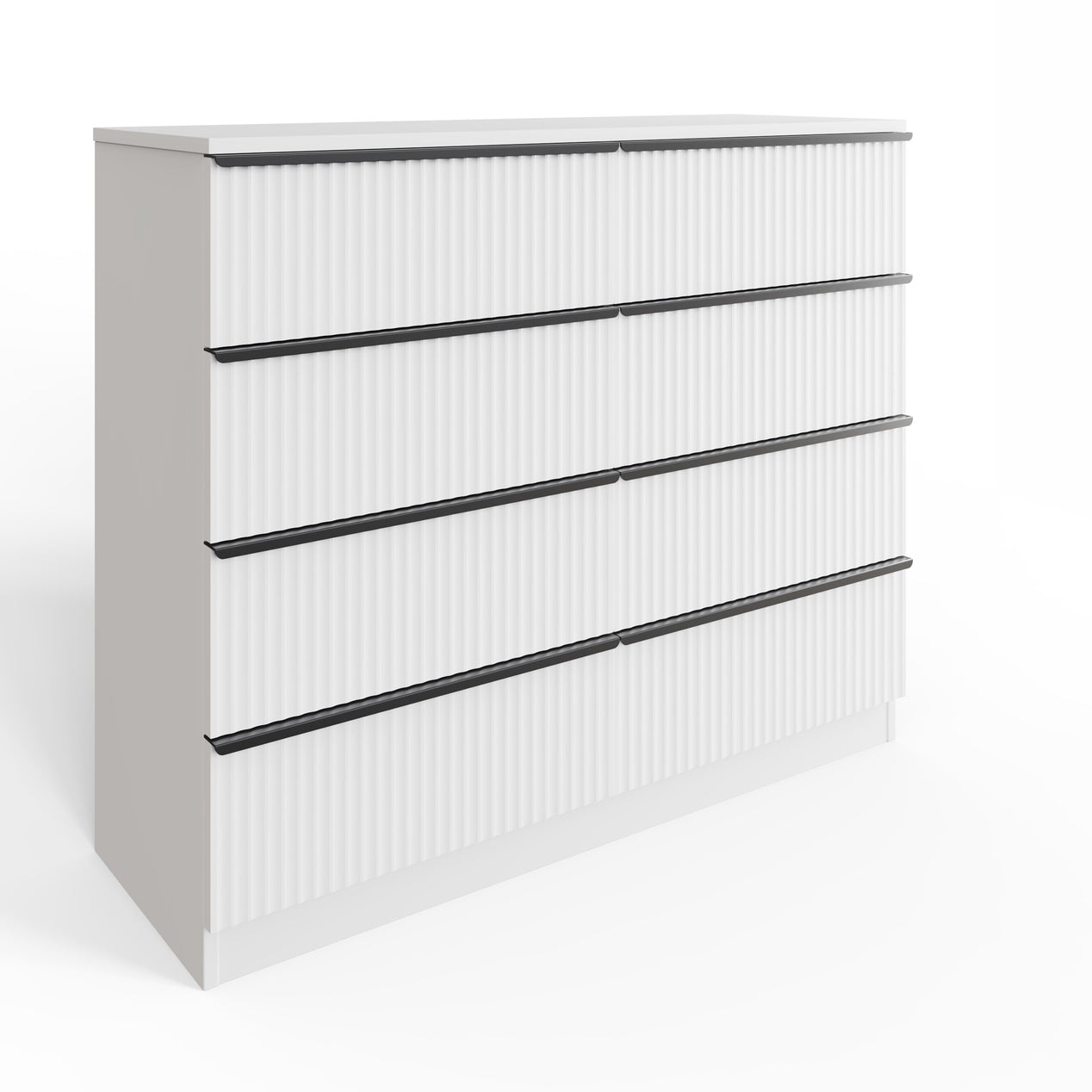 FWStyle Lania Ripple Ridged 8 Drawer Chest Of Drawers Matt White