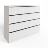 FWStyle Lania Ripple Ridged 8 Drawer Chest Of Drawers Matt White