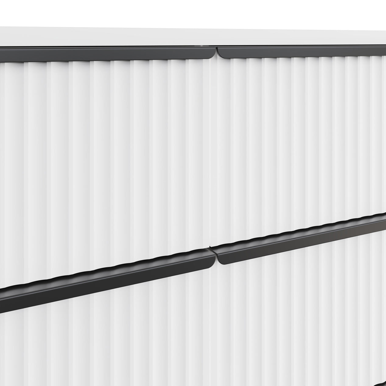 FWStyle Lania Ripple Ridged 8 Drawer Chest Of Drawers Matt White