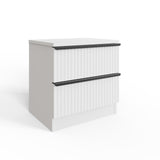 FWStyle Lania Ripple Ridged 2 Drawer Bedside Table Nightstand Matt White