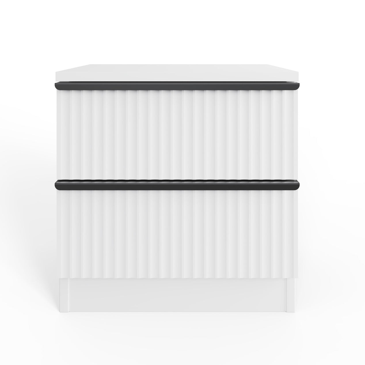 FWStyle Lania Ripple Ridged 2 Drawer Bedside Table Nightstand Matt White