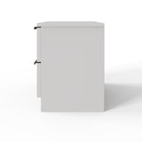 FWStyle Lania Ripple Ridged 2 Drawer Bedside Table Nightstand Matt White