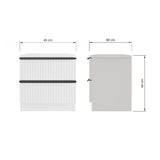 FWStyle Lania Ripple Ridged 2 Drawer Bedside Table Nightstand Matt White