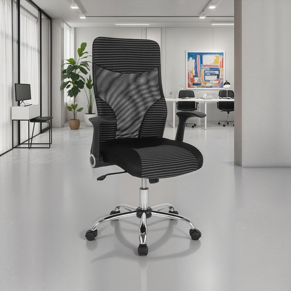 Black Mesh Striped High Back Office Chair