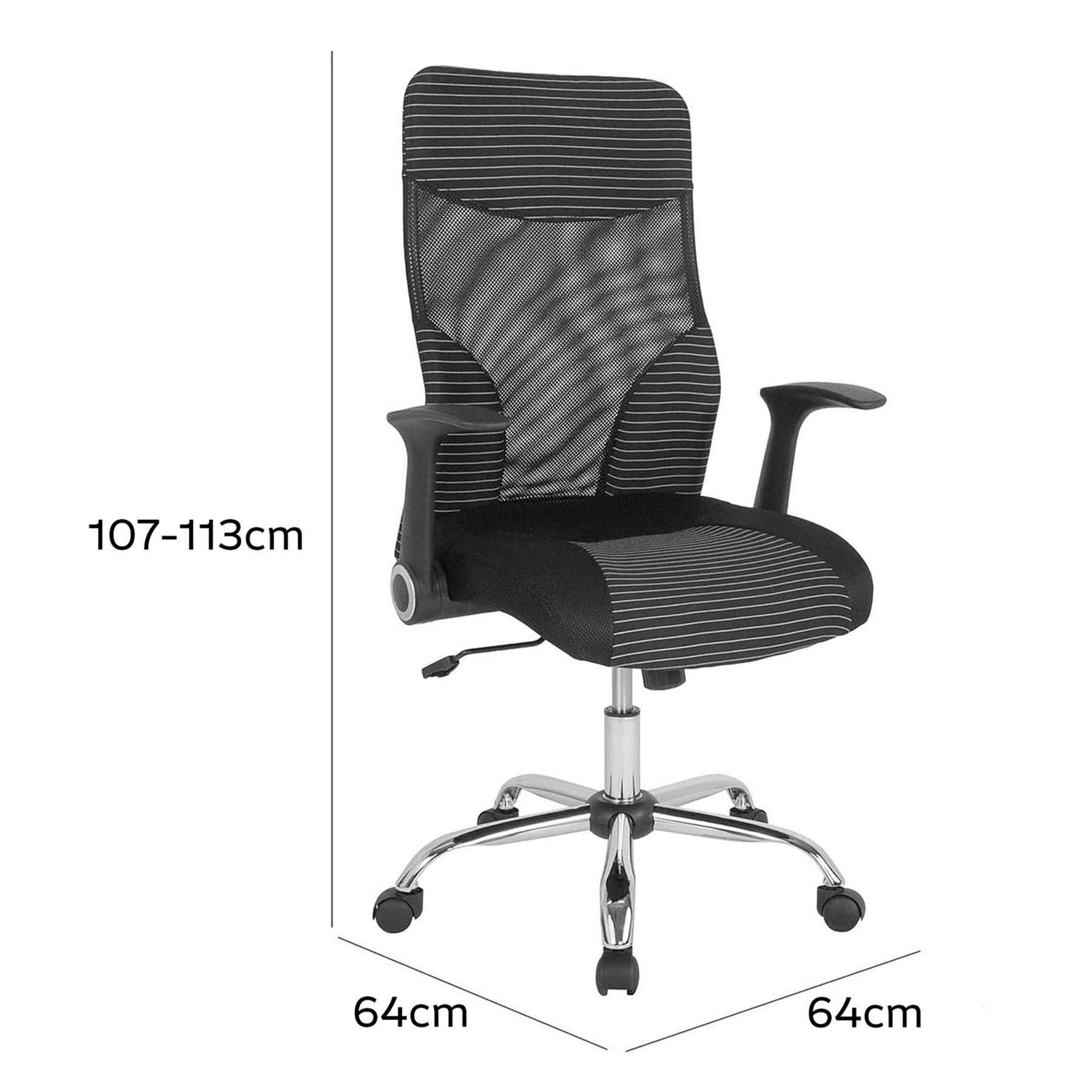 Black Mesh Striped High Back Office Chair