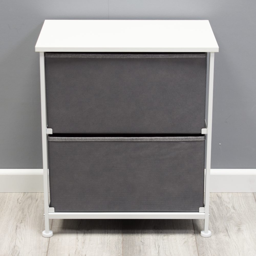 FWStyle Lotte Modern 2 Drawer Bedside Cabinet Grey