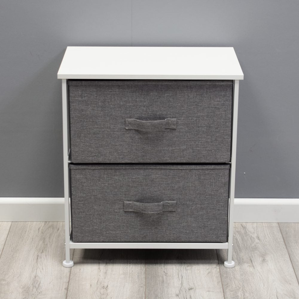 FWStyle Lotte Modern 2 Drawer Bedside Cabinet Grey