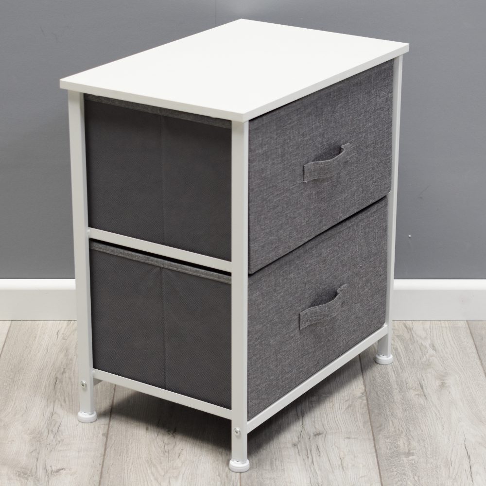 FWStyle Lotte Modern 2 Drawer Bedside Cabinet Grey