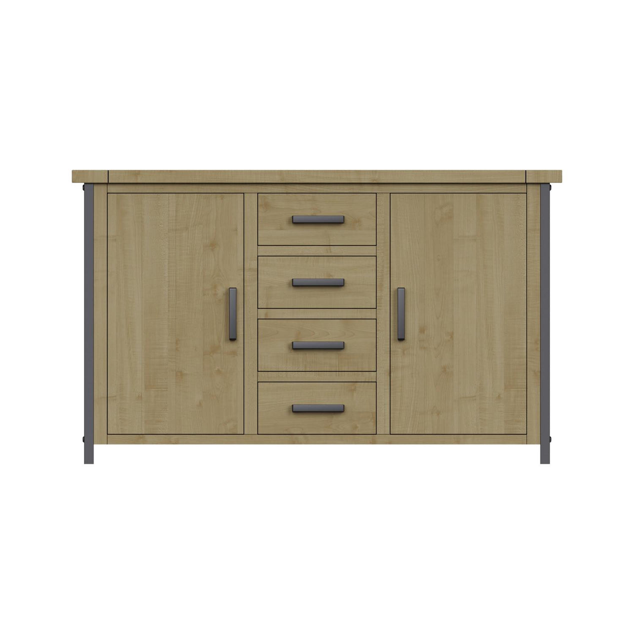 Lowry 2 Door 4 Drawer Large Sideboard Driftwood Lacquered Solid Reclaimed Pine