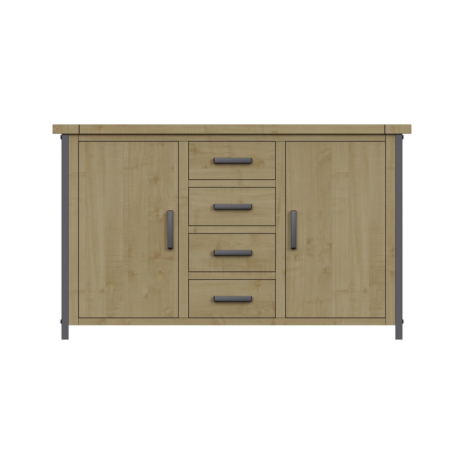 Lowry 2 Door 4 Drawer Large Sideboard Driftwood Lacquered Solid Reclaimed Pine