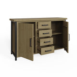 Lowry 2 Door 4 Drawer Large Sideboard Driftwood Lacquered Solid Reclaimed Pine
