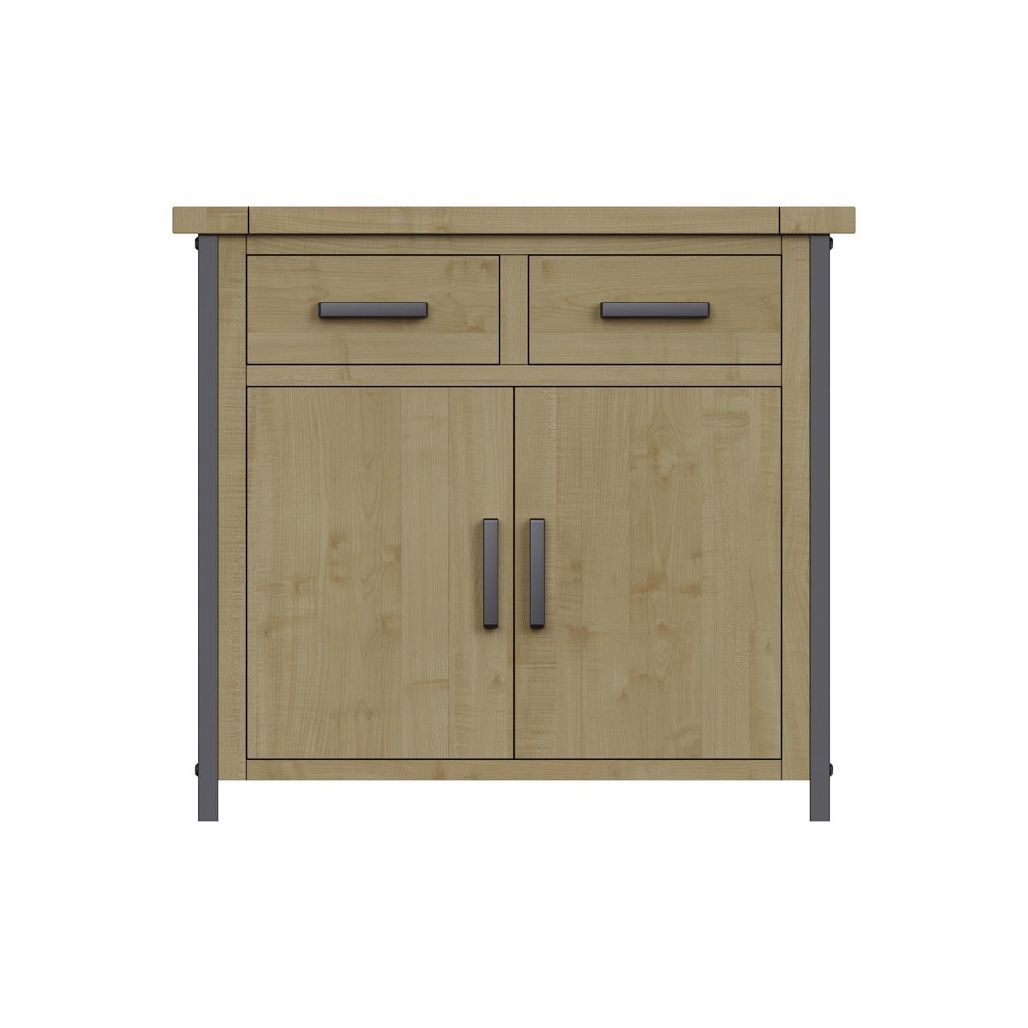 Lowry 2 Door 2 Drawer Compact Sideboard Driftwood Lacquered Solid Reclaimed Pine