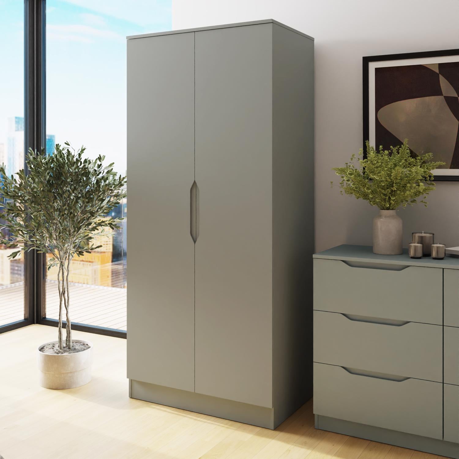 Luno 2 Door Double Wardrobe - Ash Green