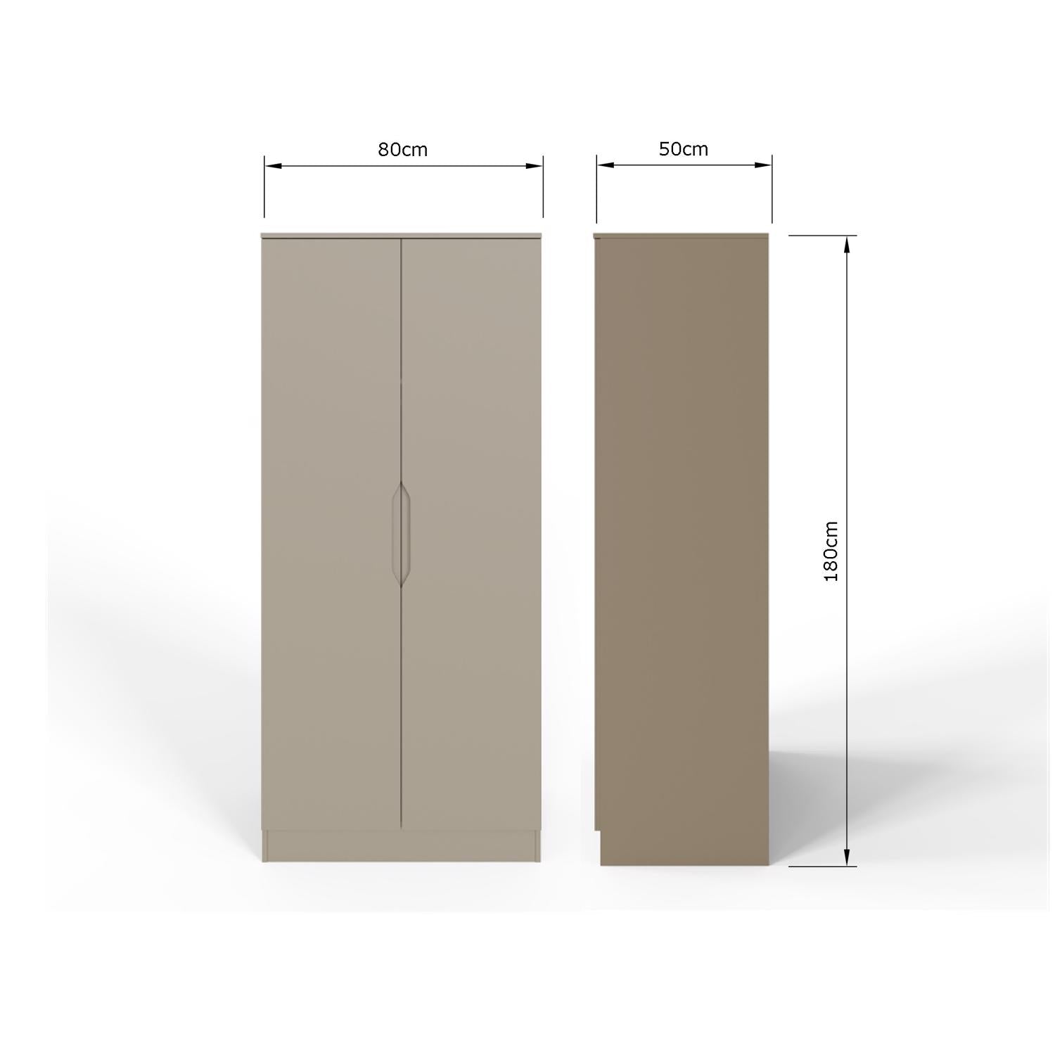 Luno 2 Door Double Wardrobe - Putty