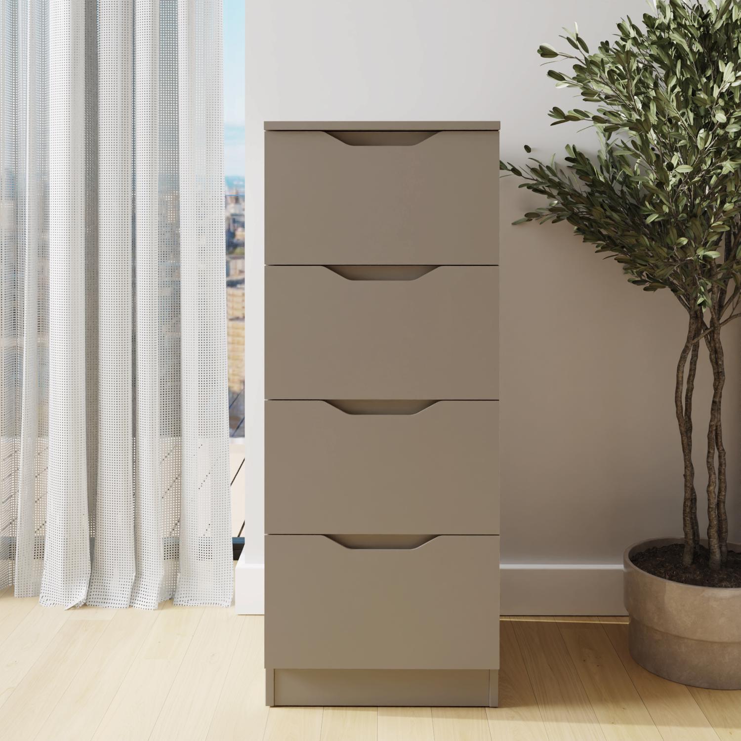 Luno 4 Drawer Tallboy Chest Of Drawers - Putty