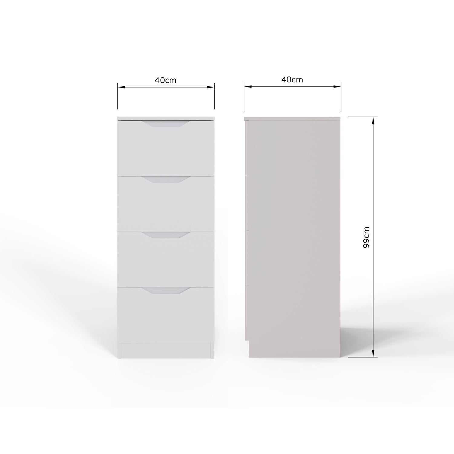 Luno 4 Drawer Tallboy Chest Of Drawers - White