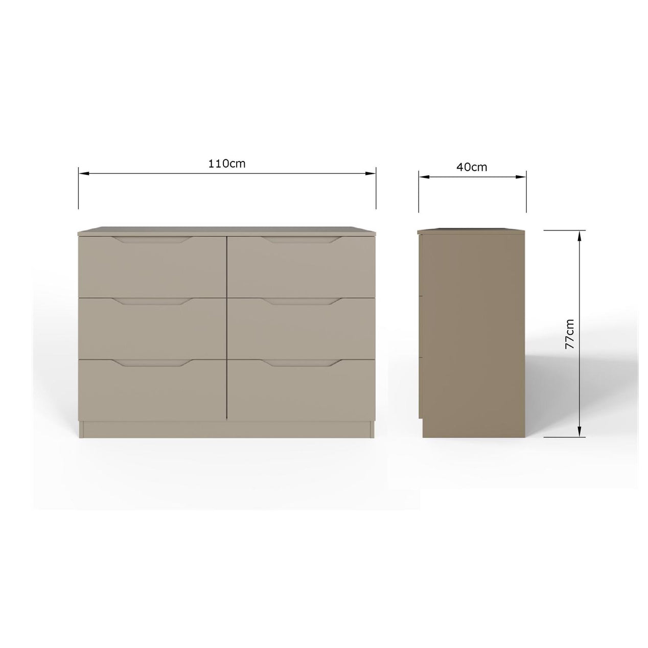 Luno 6 Drawer Chest Of Drawers - Putty