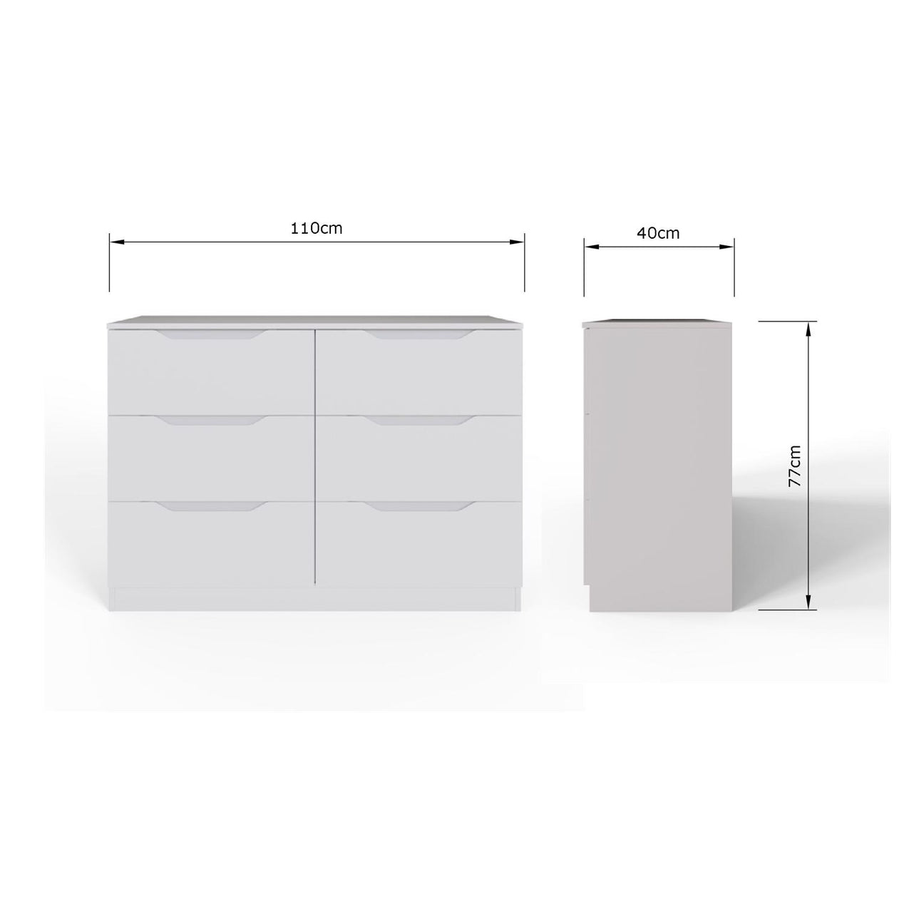 Luno 6 Drawer Chest Of Drawers - White