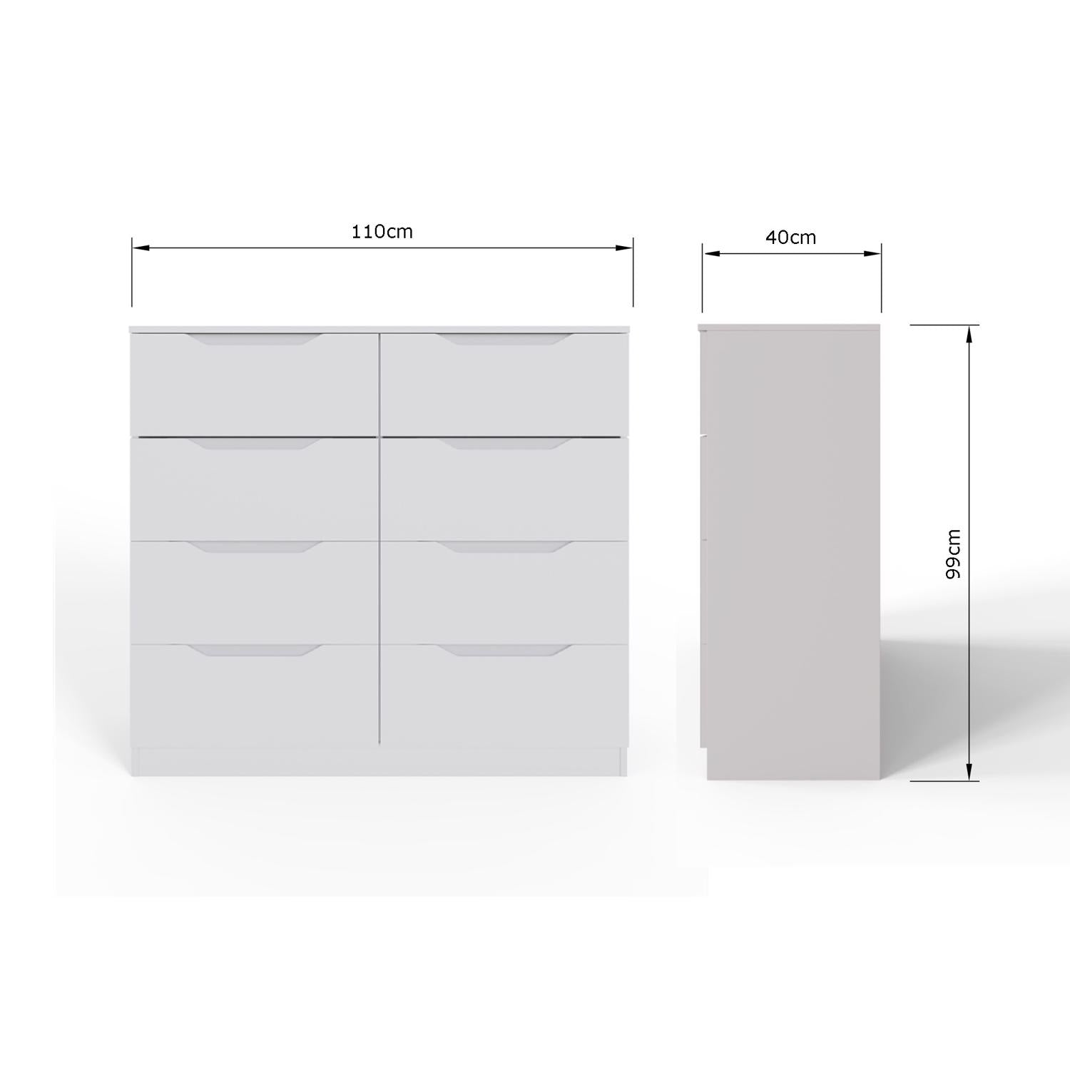 Luno 8 Drawer Chest Of Drawers - White