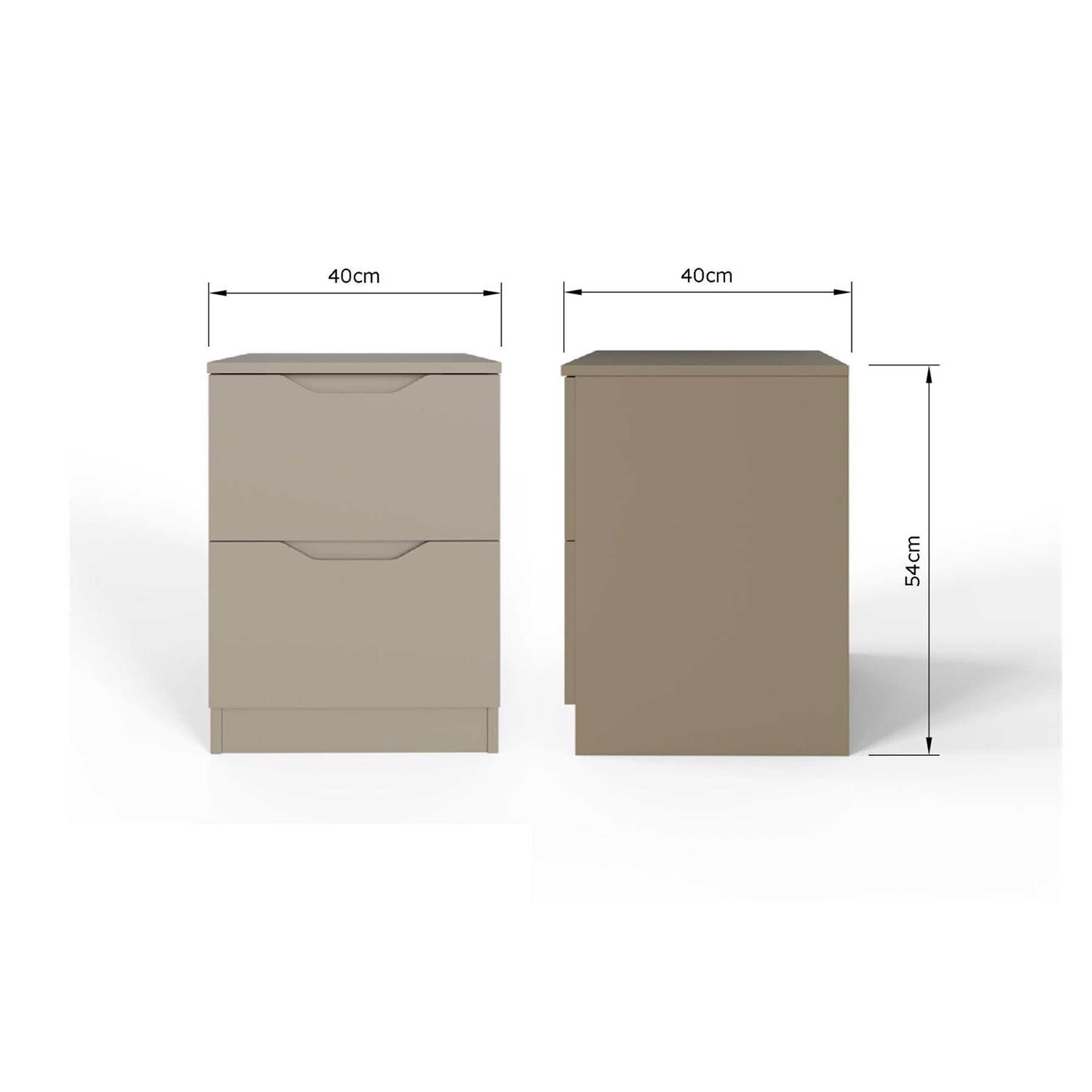 Luno 2 Drawer Bedside Table / Nightstand - Putty