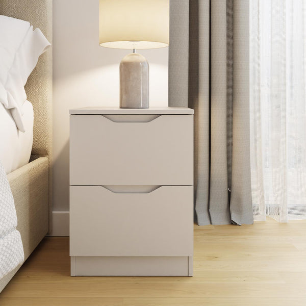 Luno 2 Drawer Bedside Table / Nightstand - White