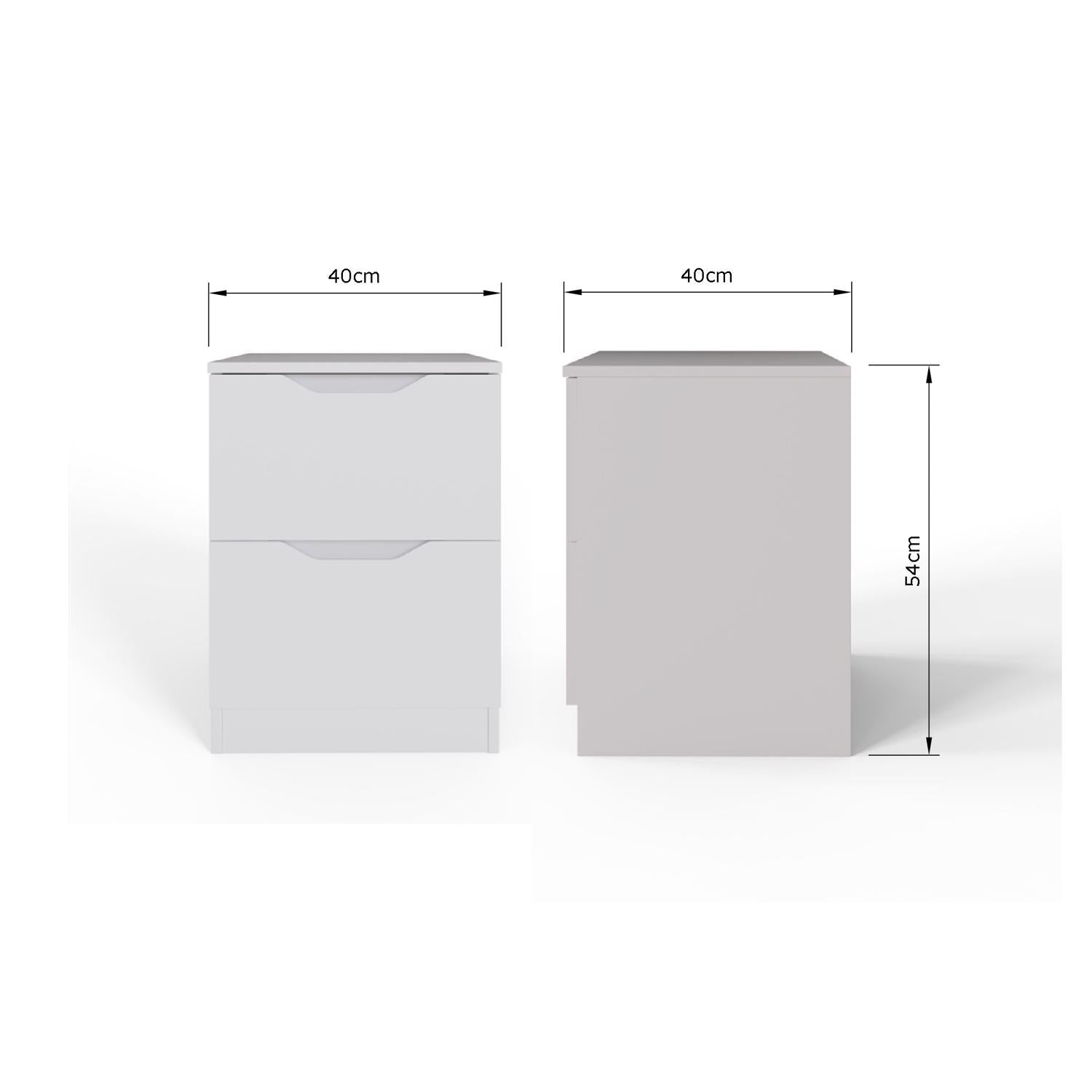 Luno 2 Drawer Bedside Table / Nightstand - White
