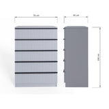 FWStyle Lania Ripple Ridged 5 Drawer Chest Of Drawers Matt Grey