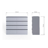 FWStyle Lania Ripple Ridged 8 Drawer Chest Of Drawers Matt Grey