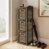 Maya Handmade Kubu Rattan 3 Basket Storage Unit