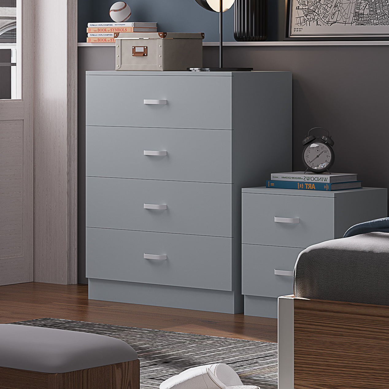 FWStyle Tunis 4 Drawer Chest Of Drawers Matt Grey
