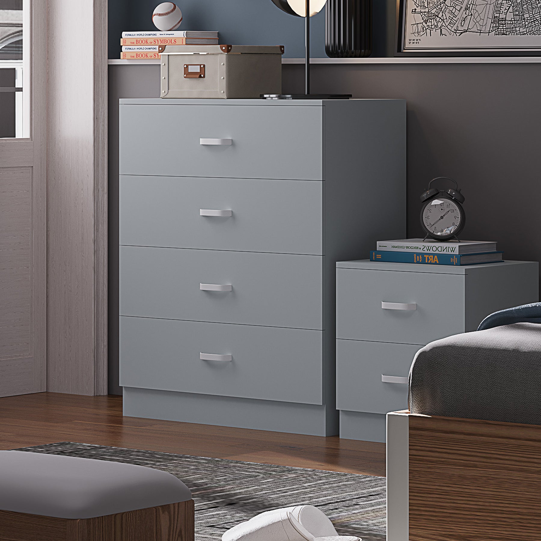 FWStyle Tunis 4 Drawer Chest Of Drawers Matt Grey