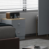 FWStyle Esher 2 Drawer Bedside Table Matt Grey With Oak Top