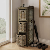 Maya Handmade Kubu Rattan 3 Basket Storage Unit