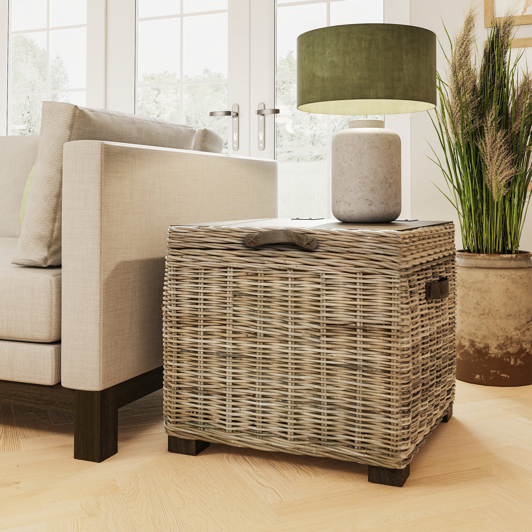Maya Handmade Kubu Rattan Storage Side Table