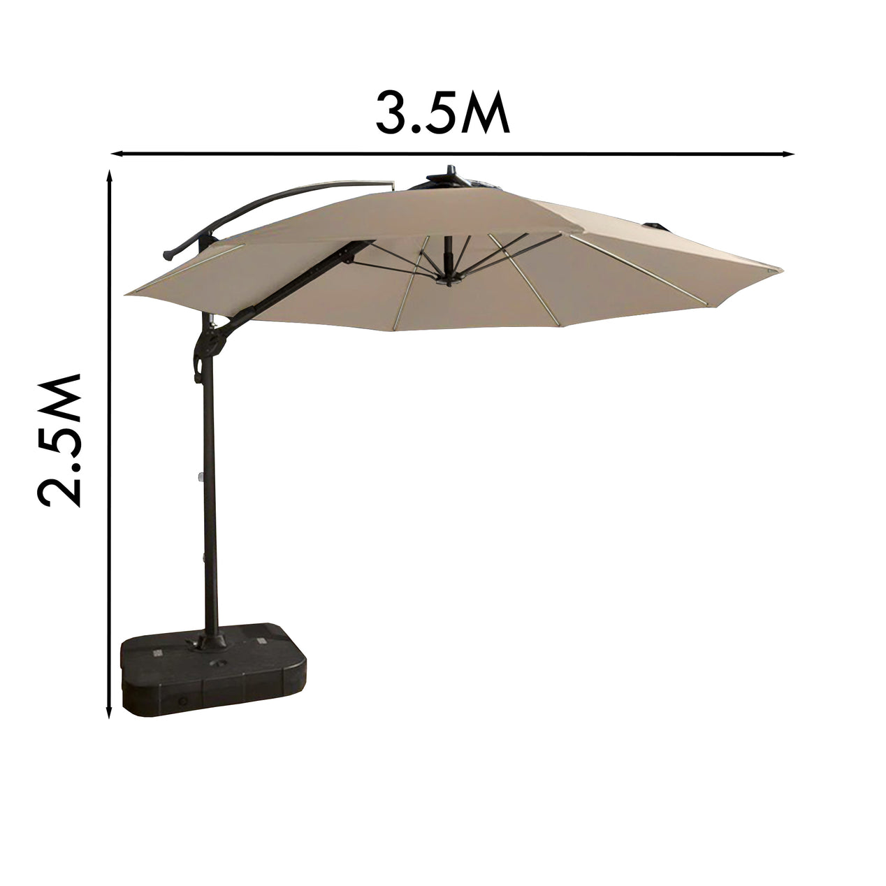 Cantilever Garden Parasol and Base 3.5m Diameter - Natural