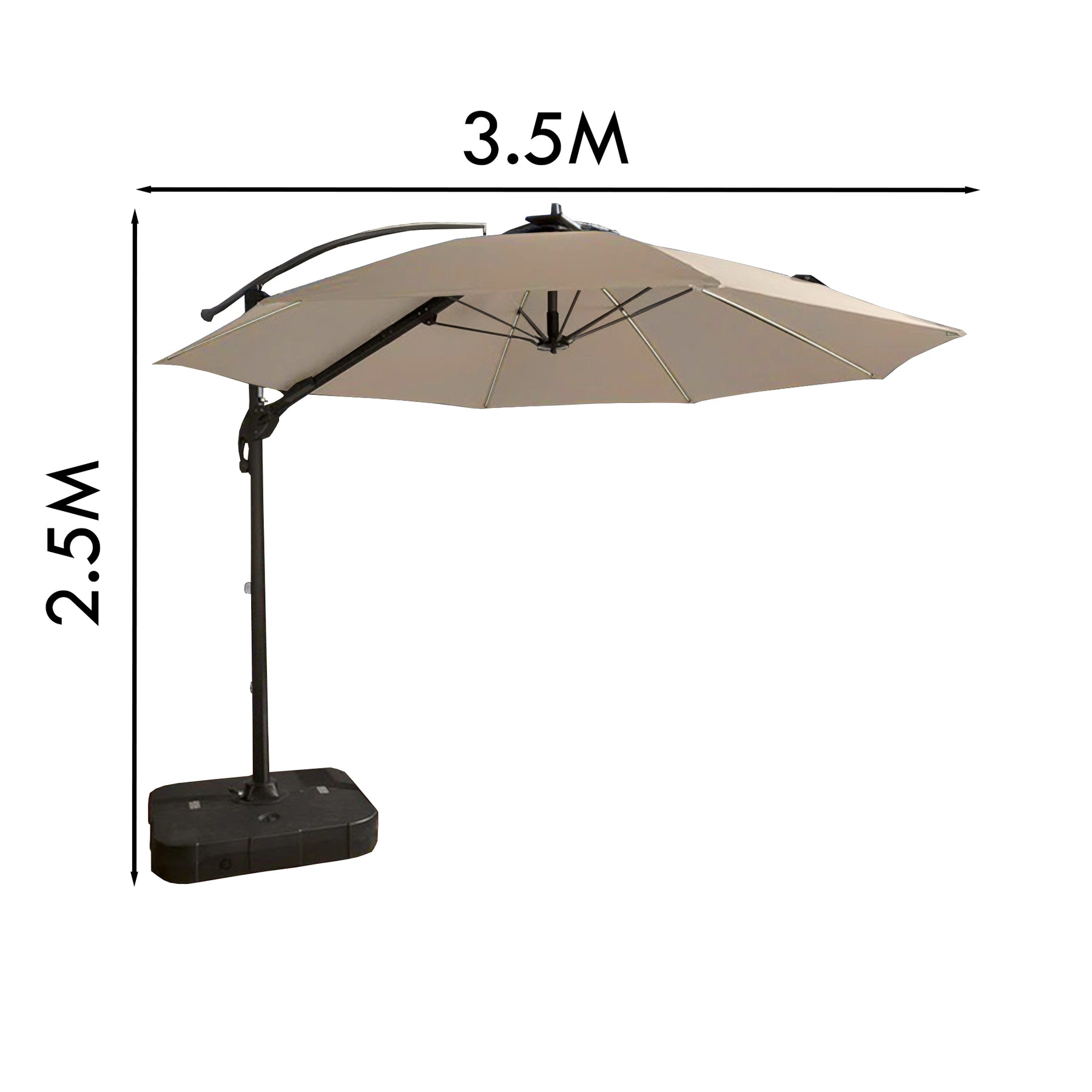 Cantilever Garden Parasol and Base 3.5m Diameter - Natural