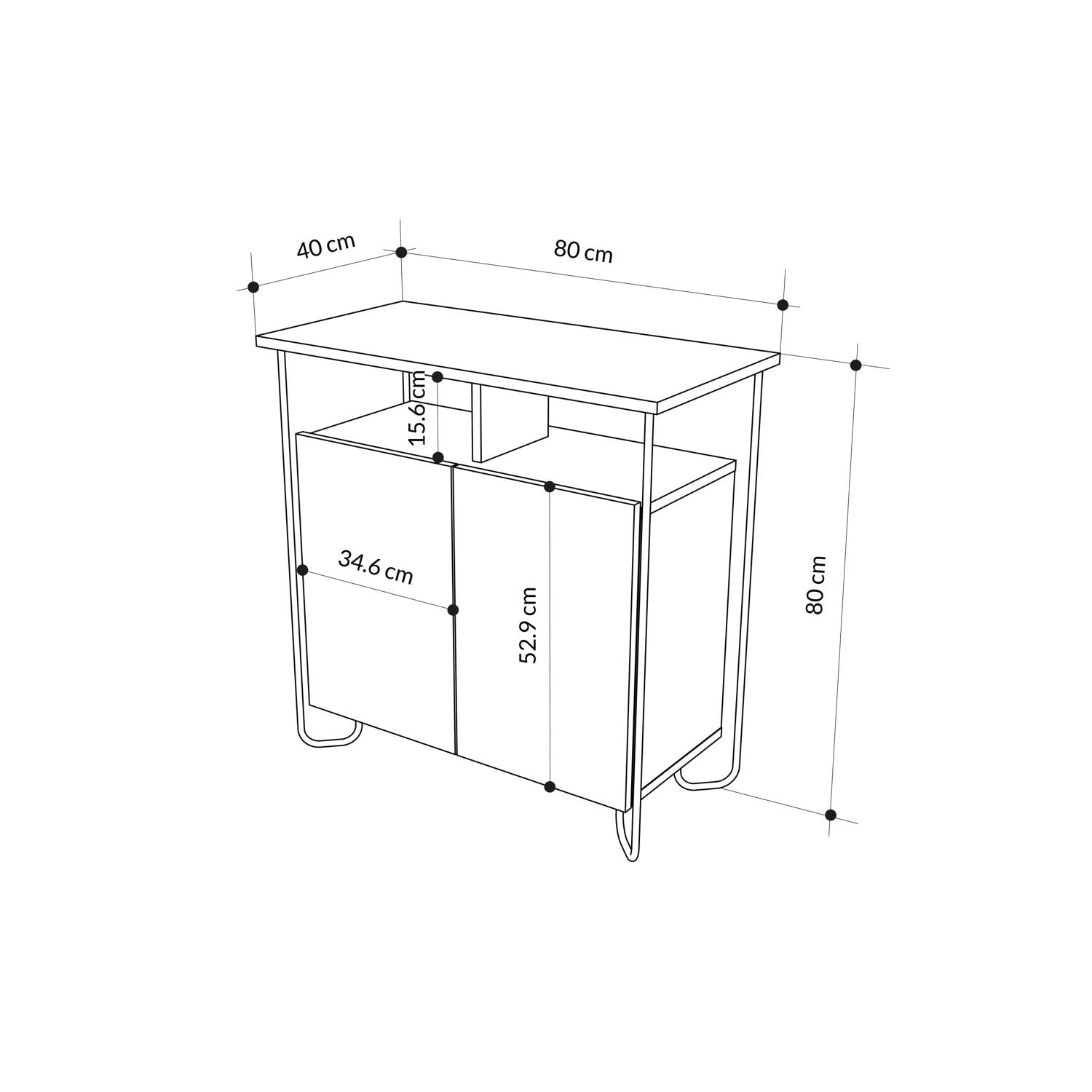 Cornea 2 Door Sideboard Buffet Unit Sandstone with Open Shelf & Black Metal Frame