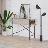 Otis 1 Drawer 2 Shelf Console Table - Matt Sandstone with Black Metal Frame