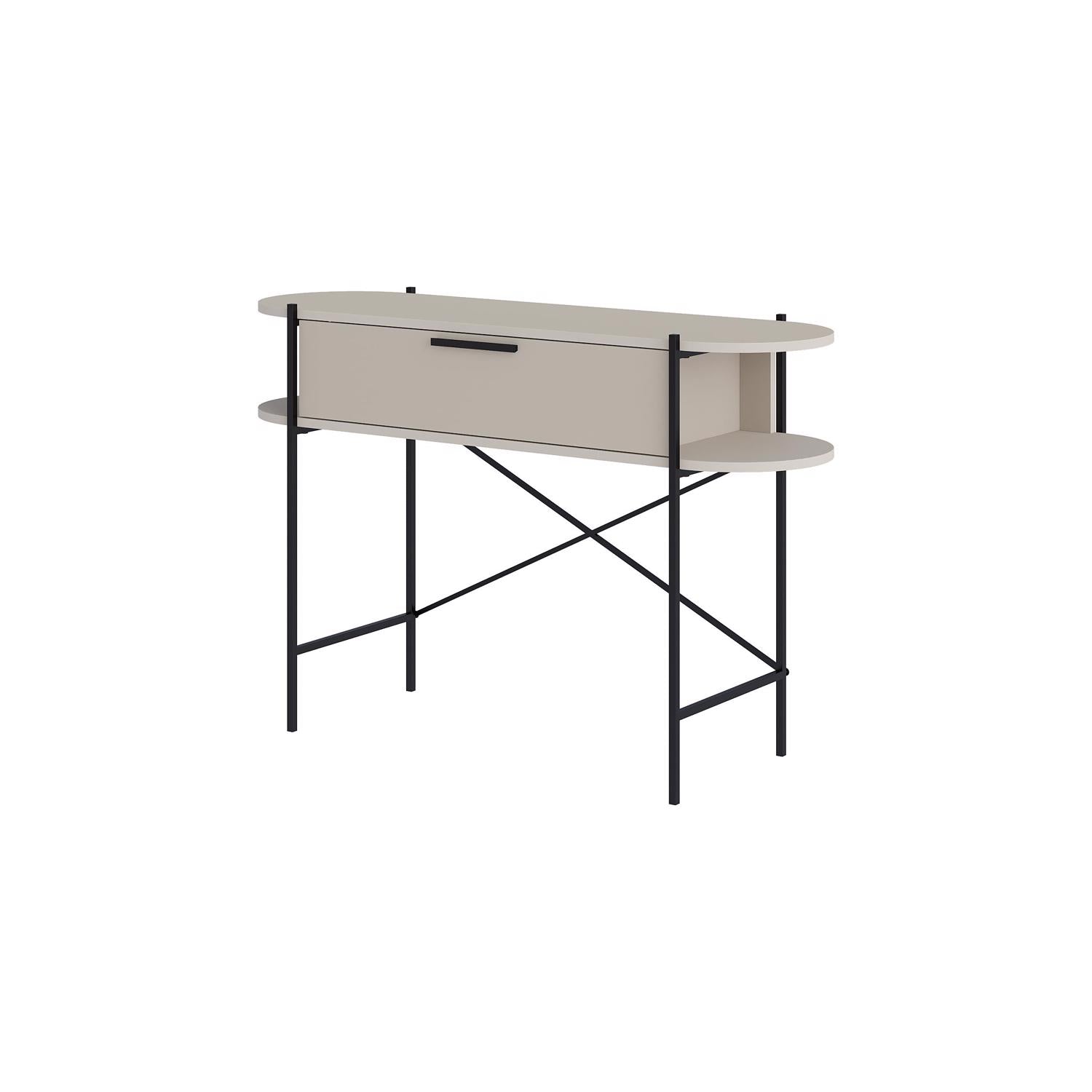 Otis 1 Drawer 2 Shelf Console Table - Matt Sandstone with Black Metal Frame