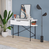 Otis 1 Drawer 2 Shelf Console Table - Matt White with Black Metal Frame