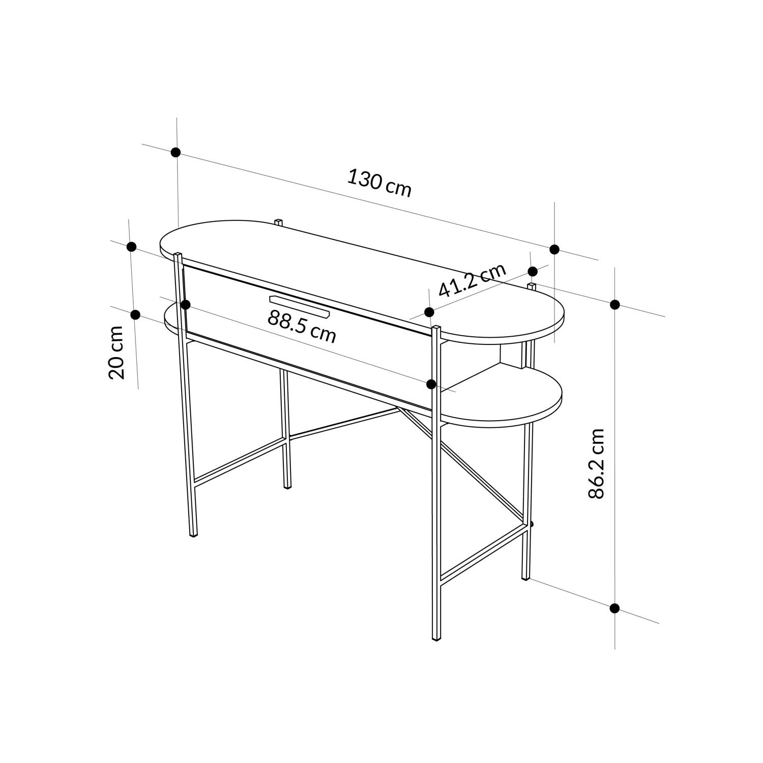 Otis 1 Drawer 2 Shelf Console Table - Matt White with Black Metal Frame