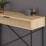 Naive 1 Drawer Console Table Sapphire Oak with Black Metal Frame