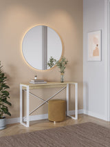 Modern Archie Console Table Oak 110cm with White Metal Legs