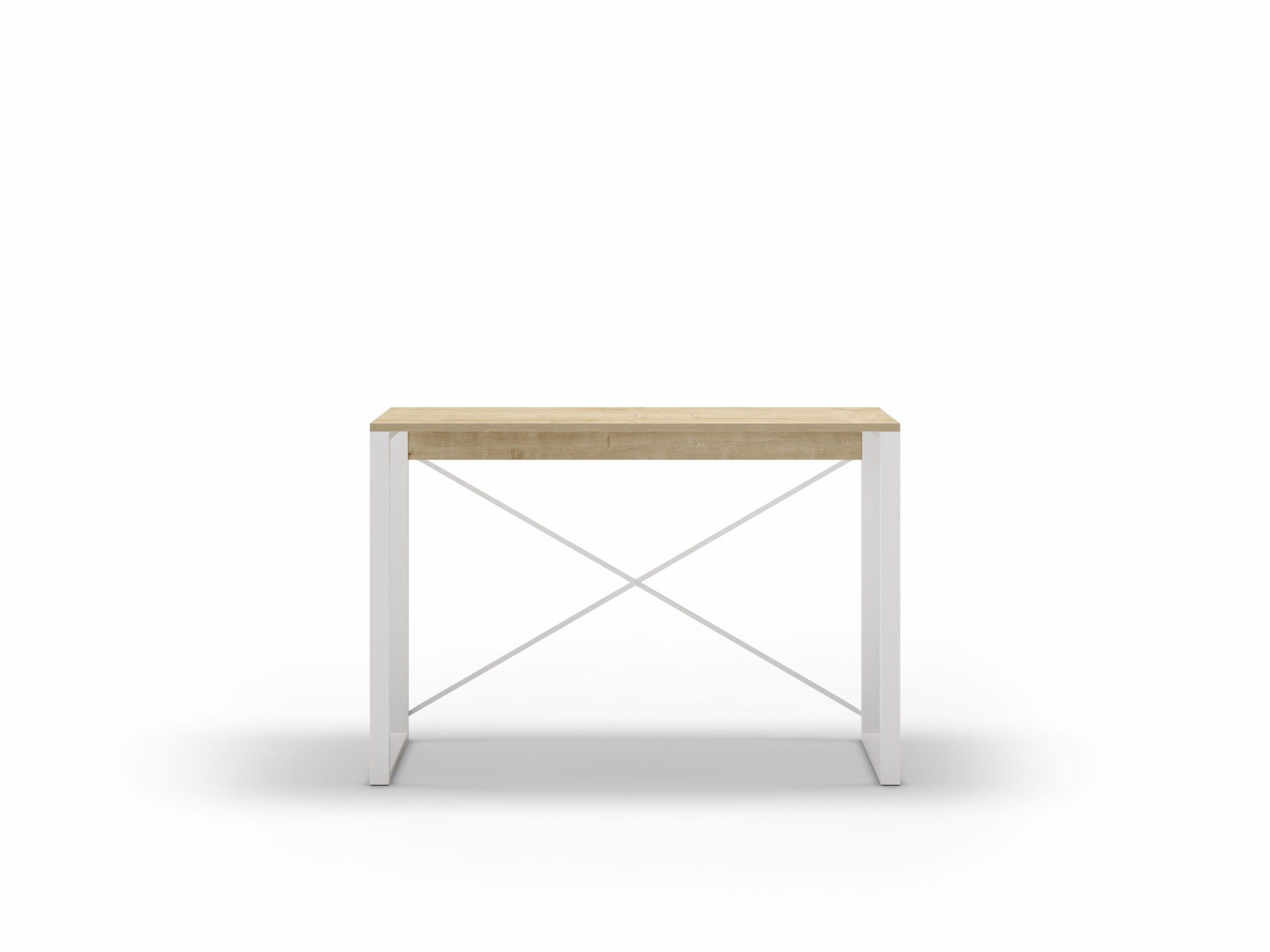 Modern Archie Console Table Oak 110cm with White Metal Legs
